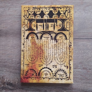 SHIVITI Ancient Hebrew Kabbalah Protection Charm Talisman, Gallery Wrapped Print on Canvas, Print Size: 7.8&quot; x 11.8&quot; (20cm x 30cm)
