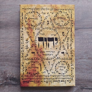 SHIVITI Ancient Hebrew Kabbalah Protection Charm Talisman, Gallery Wrapped Print on Canvas, Print Size: 7.8&quot; x 11.8&quot; (20cm x 30cm)