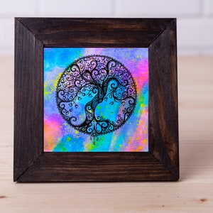 Watercolor Tree of Life, Wall Art, Mini Canvas 4&quot;x4&quot; (10cm x 10cm)