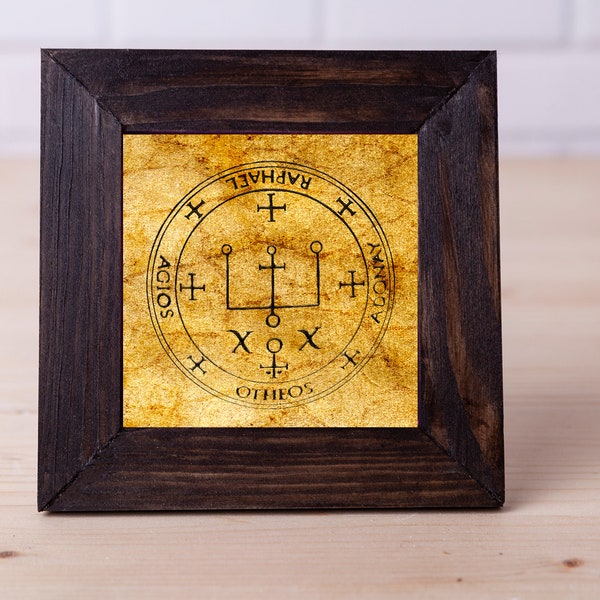 Sigil of Archangel Raphael Talisman Archangel Ancient Talisman Mini Canvas 4"x4"  (10cm x 10cm)