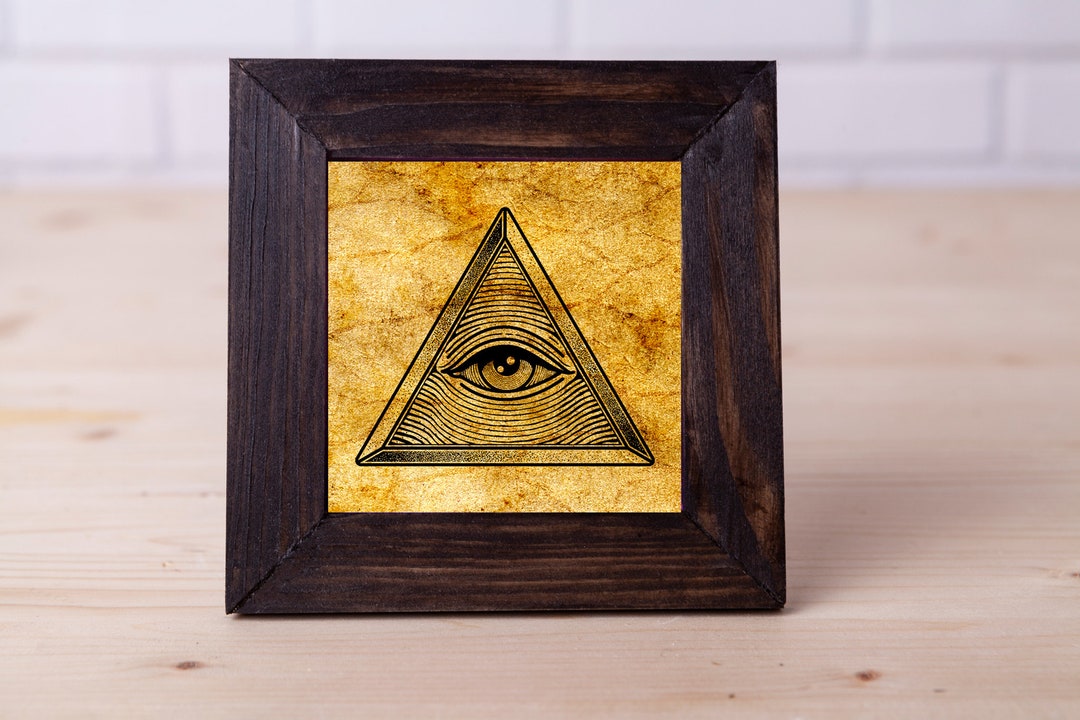 All Seeing Eye Illuminati Pyramid Symbol Mini Canvas - 4x4 Vintage Art ...