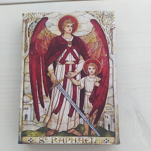 The Archangel Raphael Catholic Icon Gallery Wrapped Print on Canvas, Print Size: 7.8&quot; x 11.8&quot; (20cm x 30cm)
