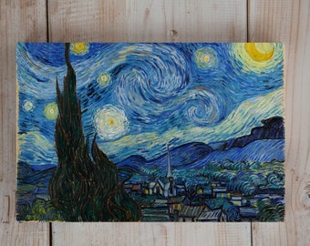 キャンバスプリントアートゴッホ 星月夜 絵画 額付き インテリア ヴィンセント・ヴァン・ゴッホ作「星月夜」キャンバスプリント - Etsy 日本