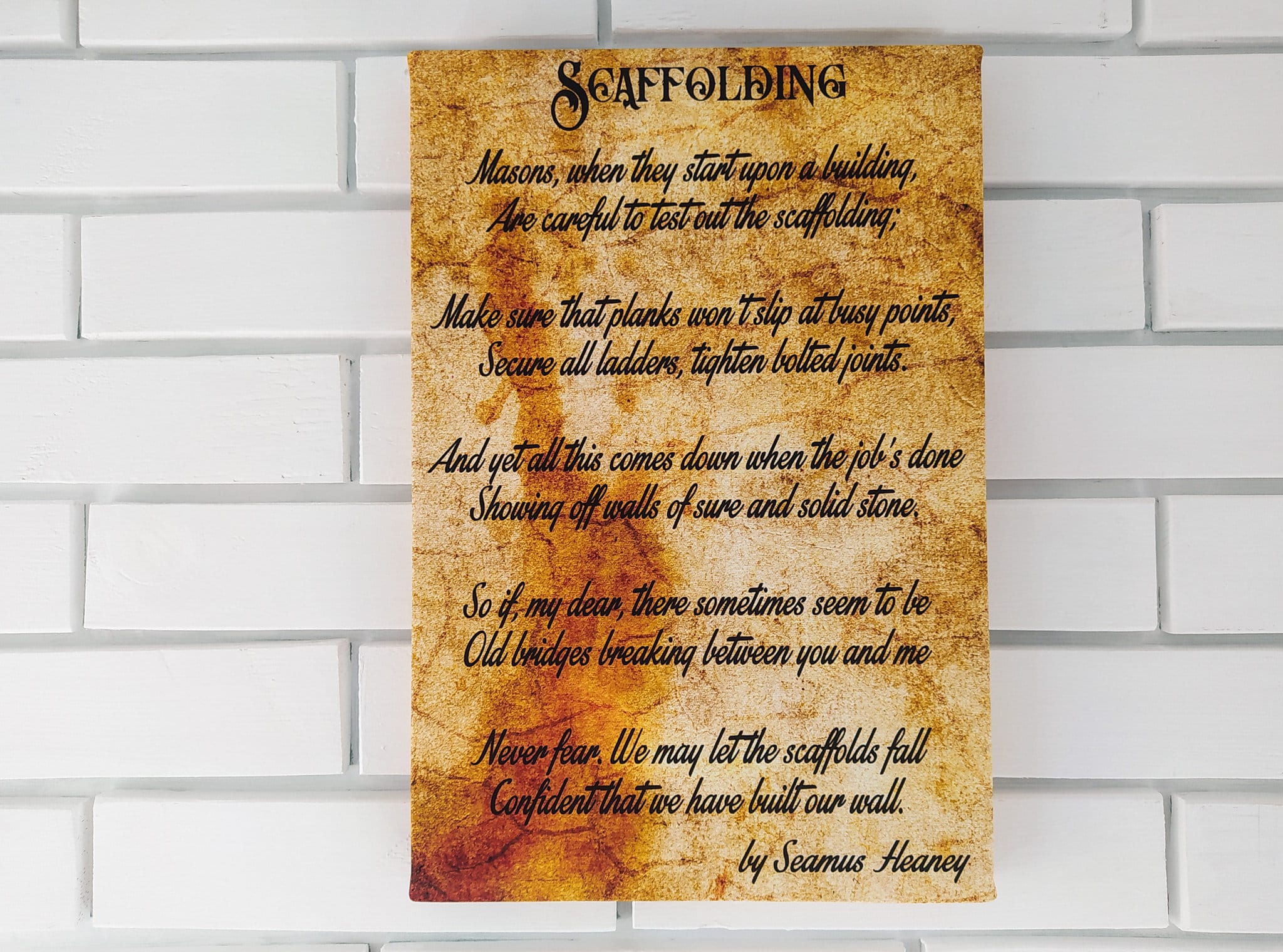 Scaffolding Poem by Seamus Heaney Poem Gallery Wrapped Canvas Etsy UK