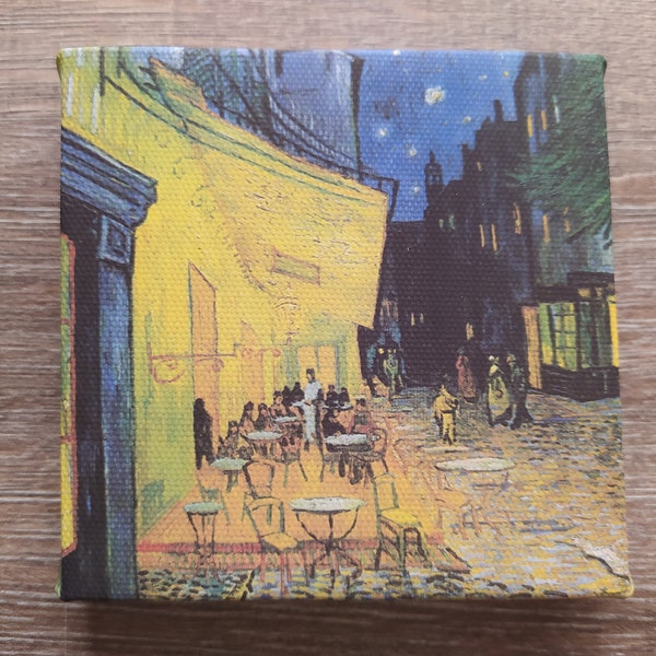 The Cafe Terrace on the Place du Forum by Vincent van Gogh Café Terrace at Night , Mini Canvas 4" x 4" (10cm x 10cm) Print