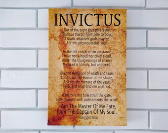 Invictus Poem by William Ernest Henley Captain of My Soul Master of My Fate, Gallery Wrapped Canvas Size: 7.8&quot; x 11.8&quot; (20cm x 30cm)