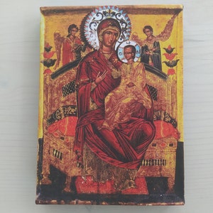 Griechisch Ikone Russische Russische Jungfrau Maria Pantanassa Ikone, eingewickelter Druck auf Leinwand, Druck-Größe: 20 cm x 30 cm