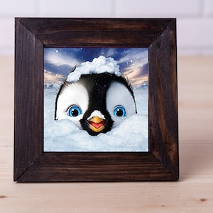 かわいいペンギン ミニキャンバス 4&quot;x4&quot; (10 cm x 10 cm)