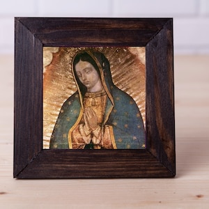 Virgen de Guadalupe  Our Lady of Guadalupe Mini Canvas 4&quot;x4&quot;  (10cm x 10cm)