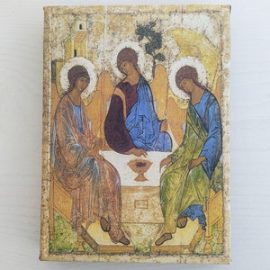 HEILIGE DREIFALTIGKEIT IKONE von Rublev Andrei, Griechisch Griechisch Griechisch Ortodox, Galerie Druck auf Leinwand, Druck-Größe: 20cm x 25cm