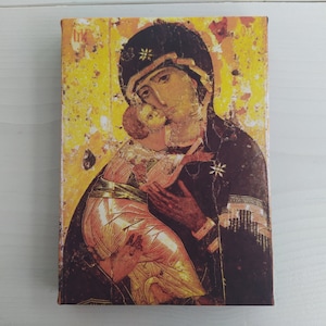 Russisch-Orthodoxe Ikone Jungfrau Maria, Mutter von Jesus Andrei Rubliov Galerie Gewickelter Druck auf Leinwand, Druck-Größe: 20cm x 30cm