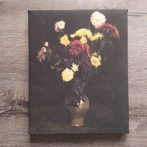 Vincent Van Gogh Basket of Carnations And Zinnias 1886, Gallery Wrapped Print on Canvas Print Size: 7.8&quot; x 9.8&quot; (20cm x 25cm)
