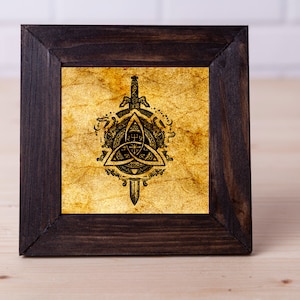 バイキング コンパス ベグヴィシル 古びた背景 ミニ キャンバス 4&quot;x4&quot; (10 cm x 10 cm)