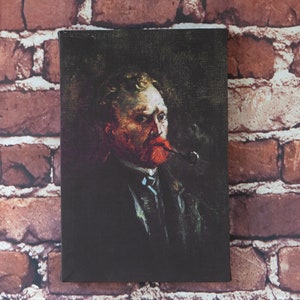 Vincent Van Gogh Self Portrait With Pipe 1886, Gallery Wrapped Print on Canvas, Print Size: 7.8&quot; x 11.8&quot; (20cm x 30cm)