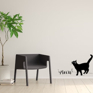 Black Cat Sticker - Black and Grey Cat Wall Decal - Wall Sticker - Wall Decor - Wall Decal - Black & Grey Cat Wall Sticker Decor