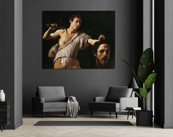 David with the Head of Goliath - Michelangelo da Caravaggio Reproduction (Canvas Wall Art )