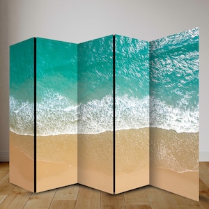 Blue Summer Room Divider, Folding Screen, Room Divider - 3 and 5 Panels ...