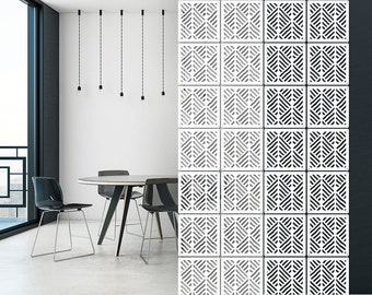Privacy Room Divider Panels - Hanging Panels - Decorative Wall Panels - White and Black Room Separator - CNC decor panel