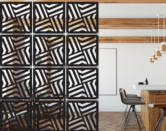 Privacy Screen System - Hanging Room Divider Panels - Modular Wall Panels - White Black and Grey Room Separator - CNC decor panel