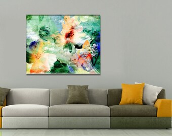 Abstract Colorful Flowers Canvas Wall Art, Canvas Print Home Deco, Framed Print, Decoration Wall Art Design, Colorful Flowers Canvas Print