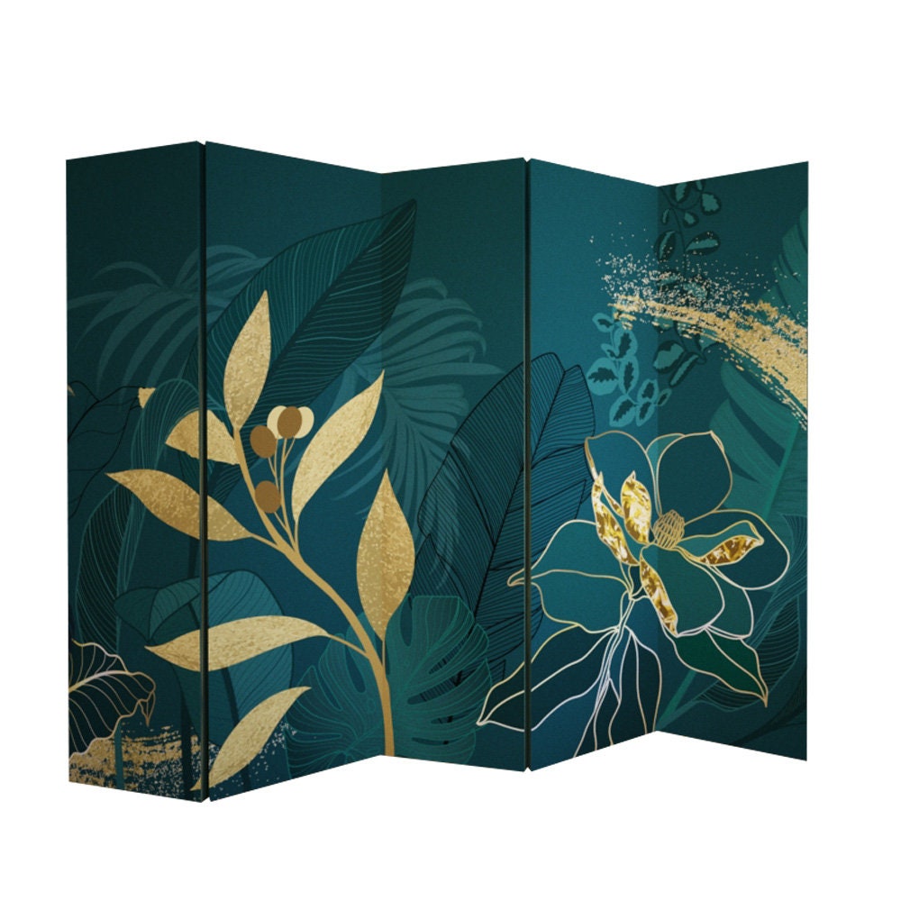 Gold Tropical Room Divider Folding Screen Room Divider 3 Etsy