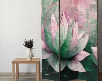 Water Lilies Abstract Room Divider, Minimalistic Flower Style, Folding Screen - 3 and 5 panels, Room Partition, Room Separator, Privacy wall