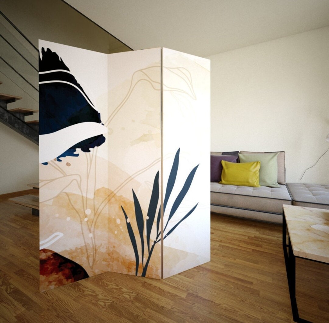 Beige Boho Style Room Divider, Folding Screen, Room Divider - 3 and 5 ...