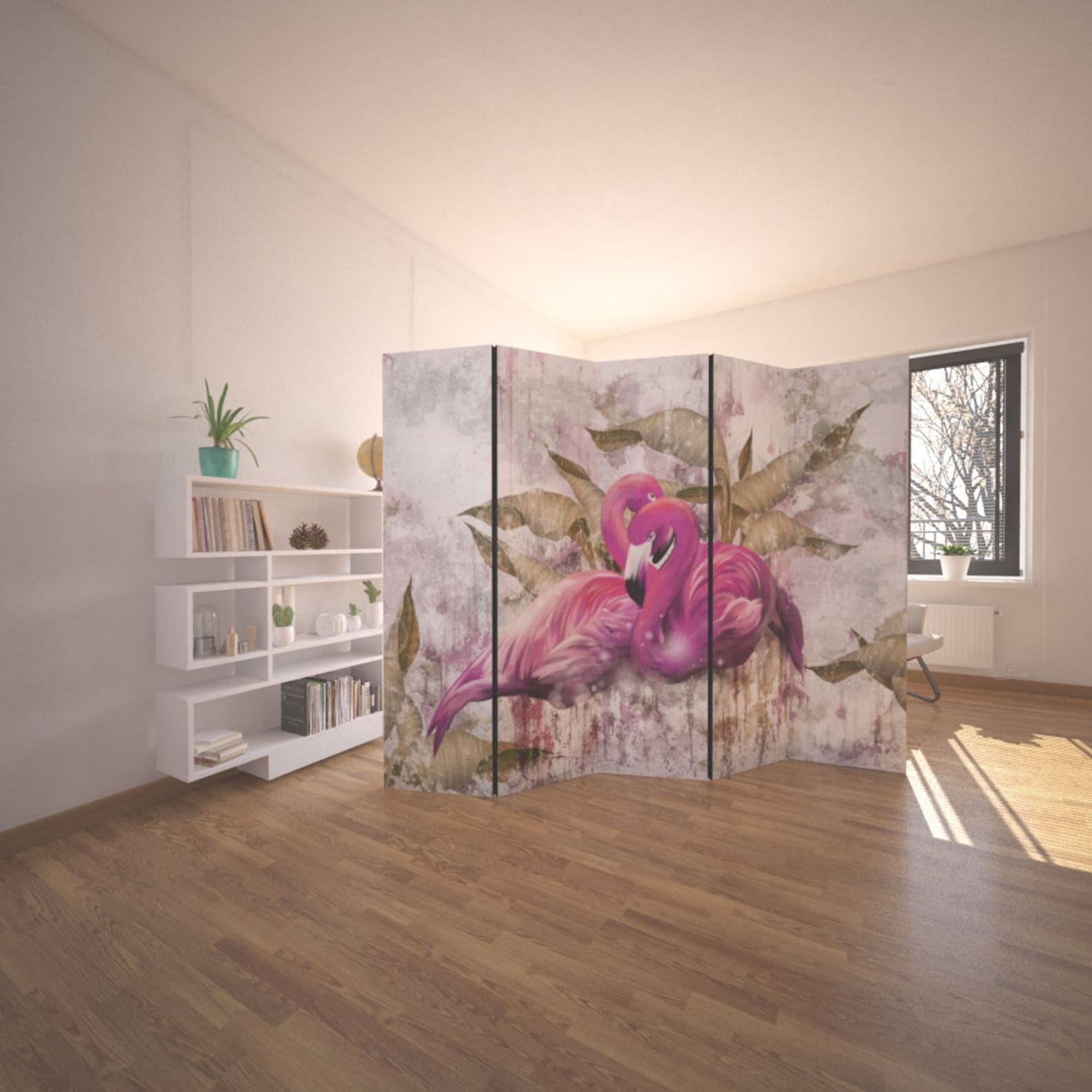 Flamingo Room Divider Folding Screen Room Divider 3 and 5 Etsy