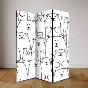 Happy Bears Room Divider for Kids Room, Child Room Divider, Folding Screen, Room Divider - 3 and 5 panels, Divider for Kindergarten