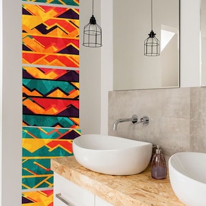 Afrikanische Fliesenaufkleber, 12 Aufkleber im Set, Wand- und Bodenaufkleber, Treppenaufkleber, Fliesenaufkleber, Bad Aufkleber, Afrikanischer Stil
