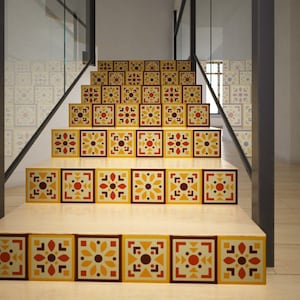 Carrelage Adhésif Tile Sticker, 8 Stickers in Set, Stair Sticker Tile, Wall and Floor Decal, Peel and Stick Floor Tile