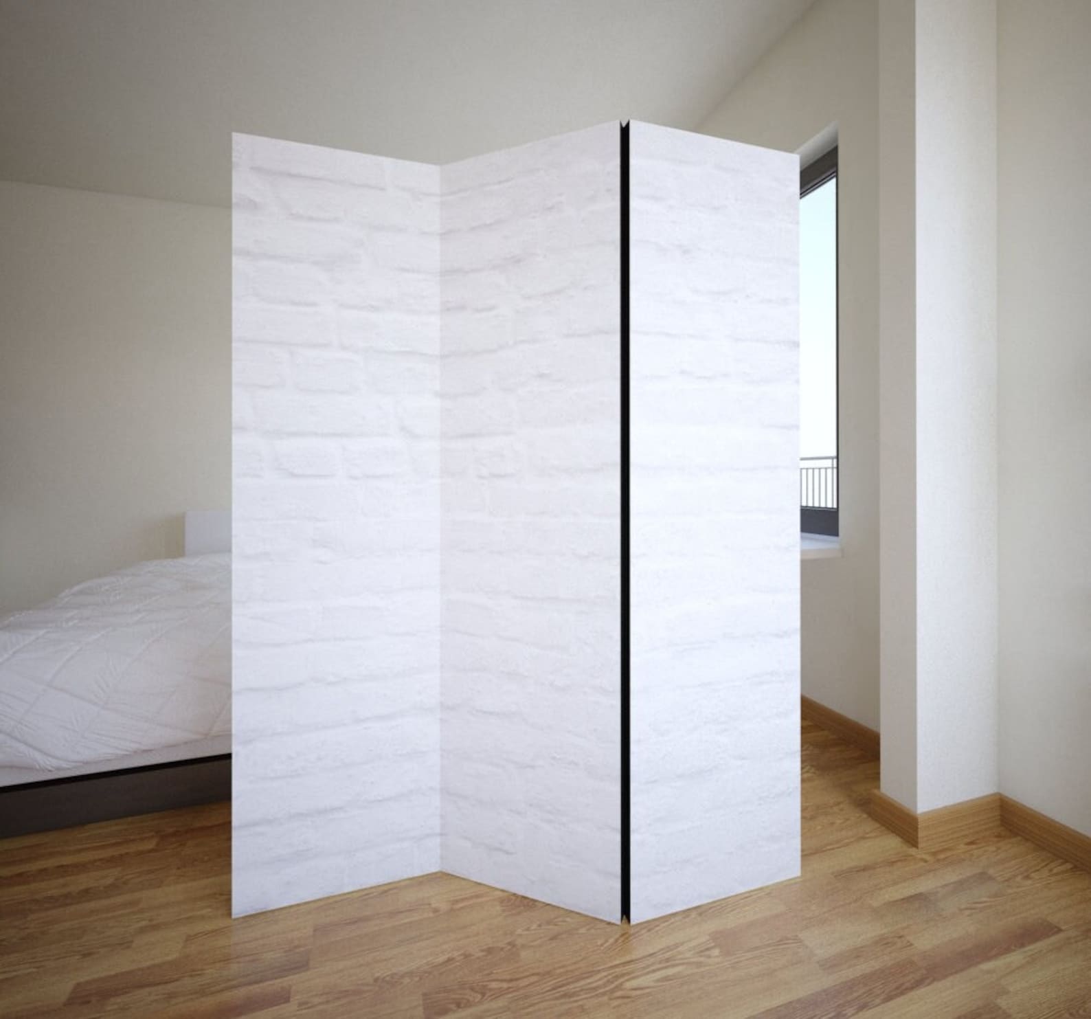 White Color Room Divider Folding Screen Room Divider 3 and Etsy