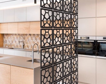 Hanging Room Divider Panels - Interior Screen Panel - Decorative Wall Panels - White Black and Grey Room Separator - CNC decor panel