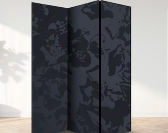 Energy In Black Room Divider, Folding Screen, Room Divider - 3 and 5 panels, Room Partition, Decorative Room Separator
