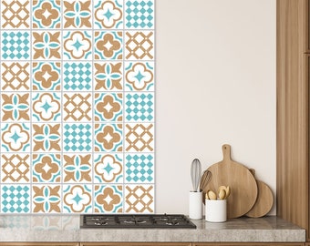 Kitchen and Bathroom Tile Decals, 16 Stickers in Set, Wall and Floor Stickers, Waterproof, Self-adhesive