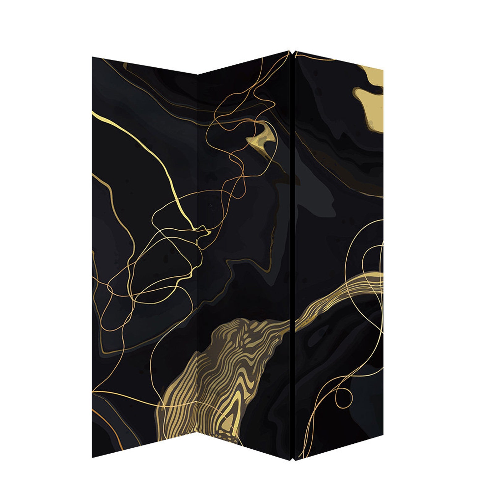 Black and Gold Room Divider Minimalistic Style Abstract Etsy