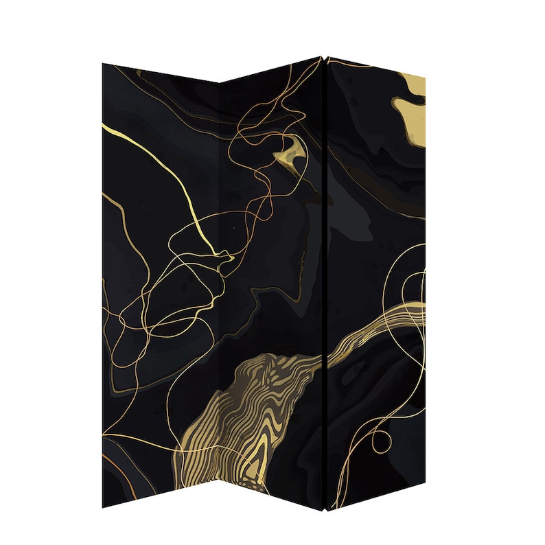 Black and Gold Room Divider Minimalistic Style Abstract Etsy