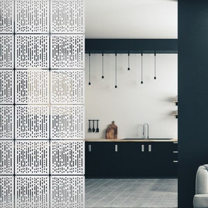 Hanging  Room Divider Panels - Modern Interior Room Partition -  White Black and Grey Room Separator - CNC decor panel - Colorful panels