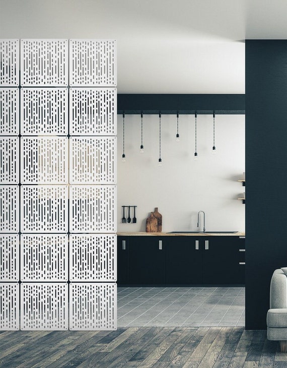 Pannelli divisori sospesi Divisorio interno moderno Separatore bianco nero  e grigio Pannello decorativo CNC Pannelli colorati -  Italia