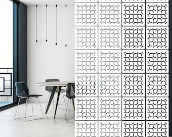 Privacy Screen System - Hanging Room Divider Panels - Decorative Wall Panels - White Black and Grey Room Separator - CNC decor panel