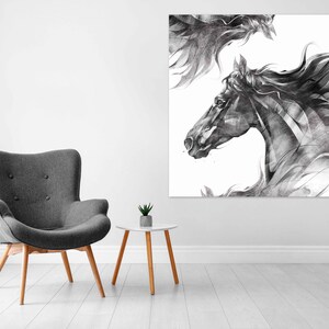 Horse Canvas Wall Art, Canvas Print Animal Home Decor - framed print - decoration wall art design - black and white abstract horse