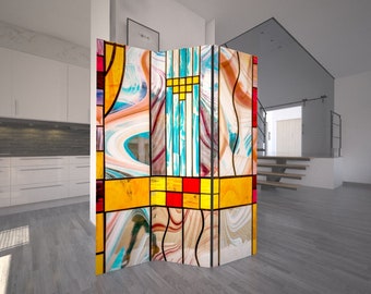 Colorful Mosaic Room Divider, Folding Screen, Room Divider - 3 and 5 panels, Room Screen, Decorative Room Separator