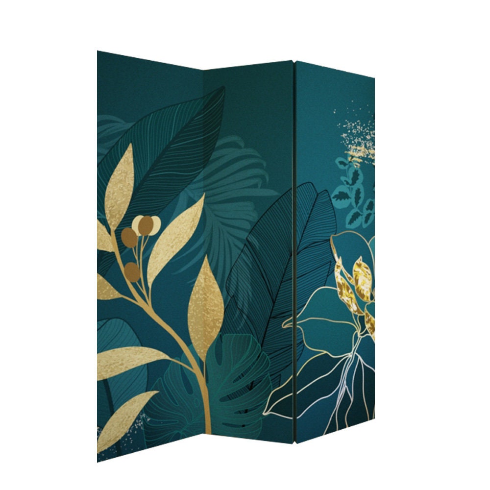 Gold Tropical Room Divider Folding Screen Room Divider 3 Etsy