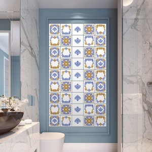 Talavera Tile Decal, 16 Stickers in Set, Mosaic Tiles Stickers, Wall and Floor Decals, Peel and Stick Tile, Vinyl sticker, Tile Sticker