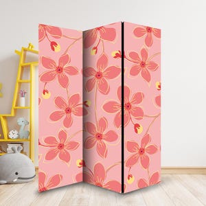Floral Flowers Room Divider, Folding Screen, Room Divider - 3 and 5 panels, Room Partition, Decorative Room Separator