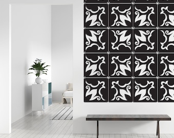 Paneles separadores colgantes de tulipán abstracto - Separador de habitación decorativo - Separador de habitación blanco negro y gris - Panel de decoración CNC - Paneles coloridos