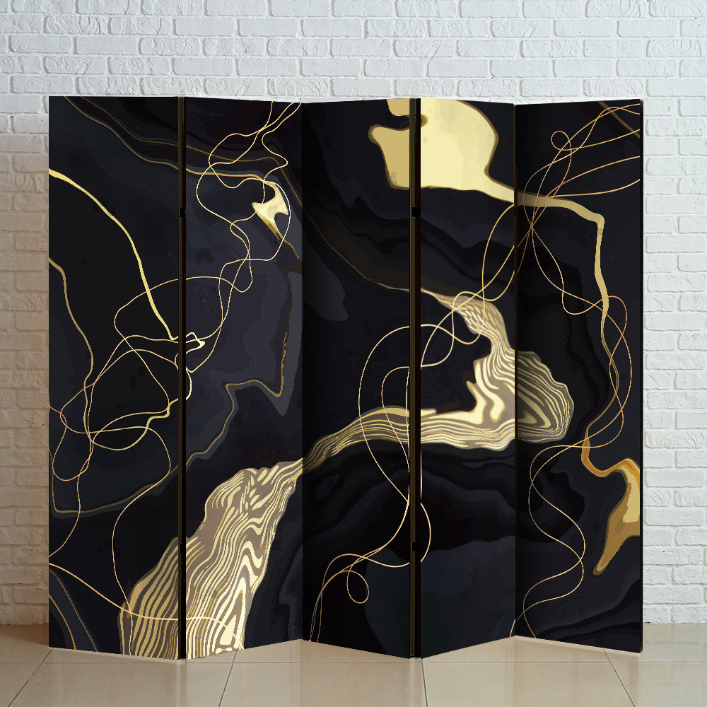 Black and Gold Room Divider Minimalistic Style Abstract Etsy