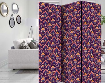 Orientalisches Lila Motiv Raumteiler, Klappschirm, Raumteiler - 3 und 5 Paneele, Raumtrenner, Dekorativer Raumtrenner