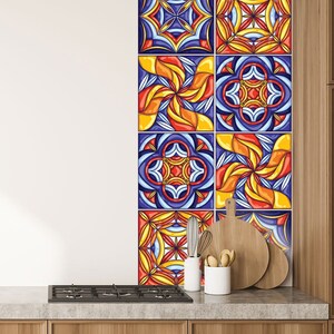 Portuguese Traditional Tile Stickers, 16 Stickers in Set, Wall and Floor Decals, Peel and Stick Tile, Vinyl sticker, Tile Sticker Holder