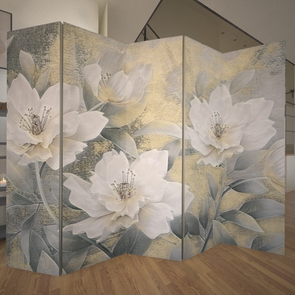 Vintage Flower Room Divider, Folding Screen, Room Divider - 3 and 5 ...